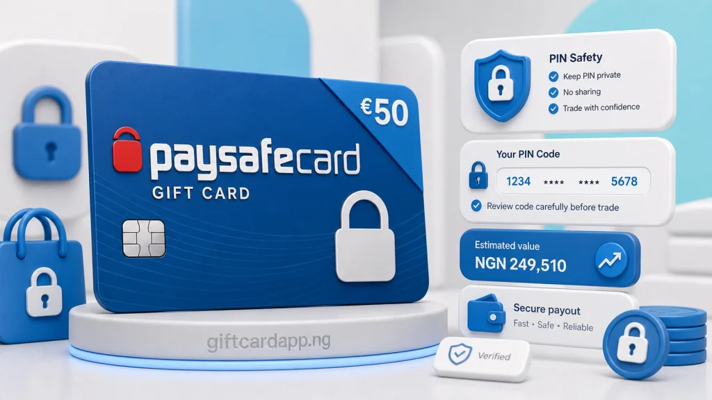Gift card trading terms including route, receipt, eCode and balance illustration