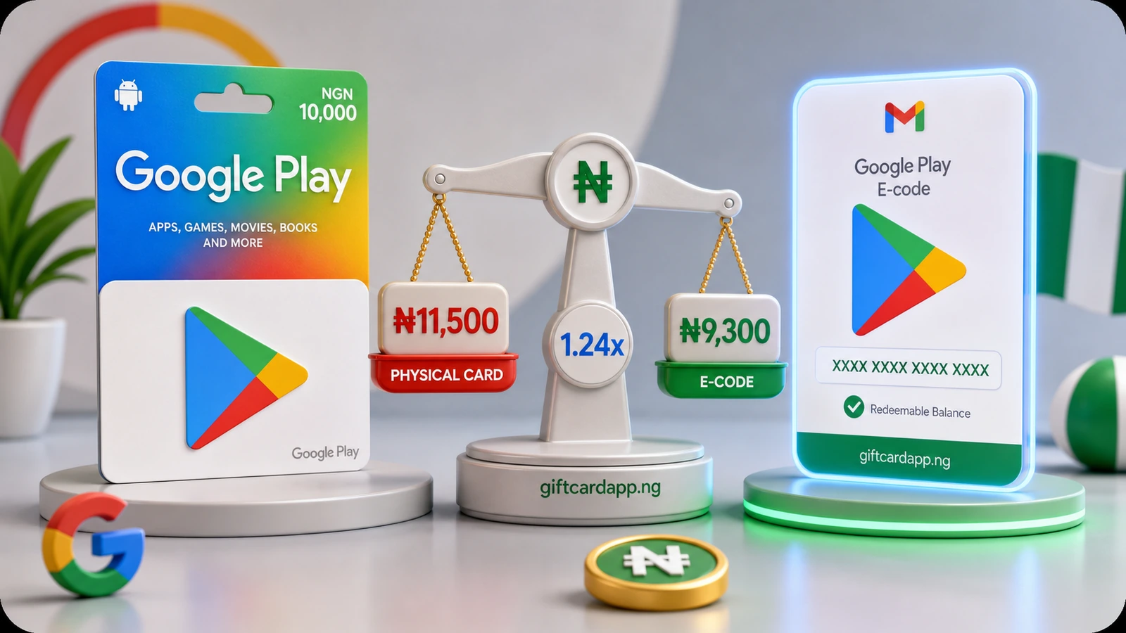 Google Play physical gift card and eCode compared for Nigerian rate verification