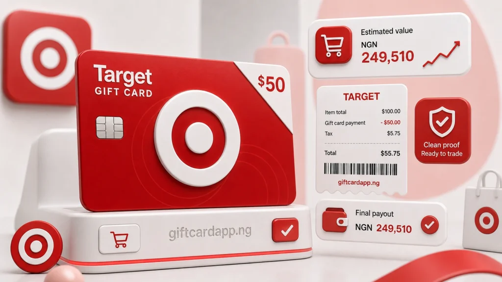 Physical Target gift card illustration for the photo proof checklist