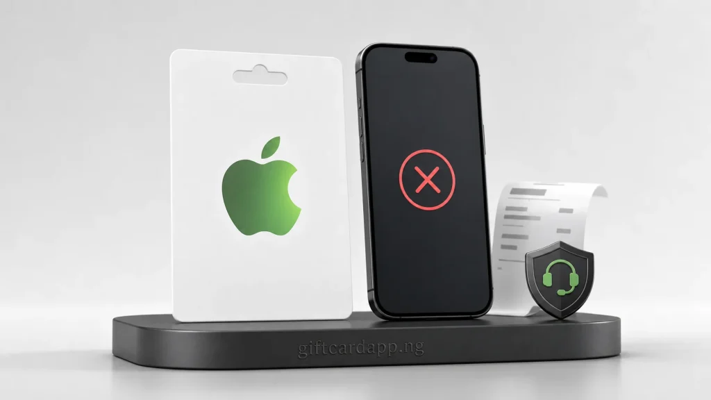Apple Gift Card already redeemed warning with receipt and support steps in Nigeria